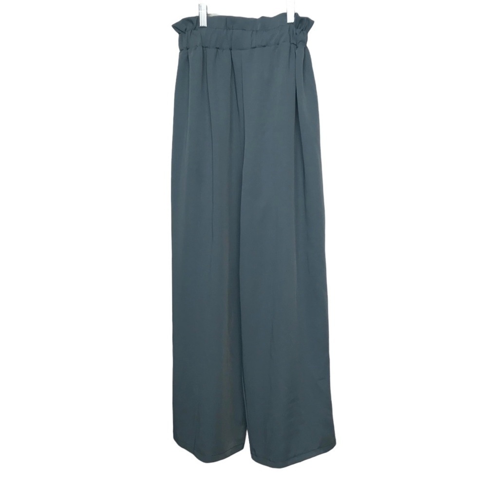 Slate Gray Blue Wide Leg Cropped Pants Approx Medium